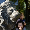 Erynn and Greta Lion Statue